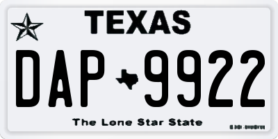 TX license plate DAP9922