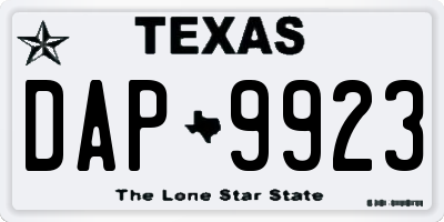 TX license plate DAP9923