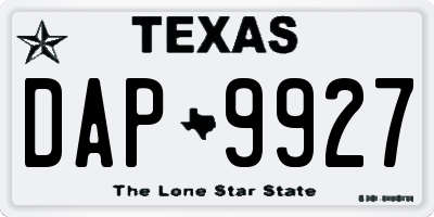 TX license plate DAP9927