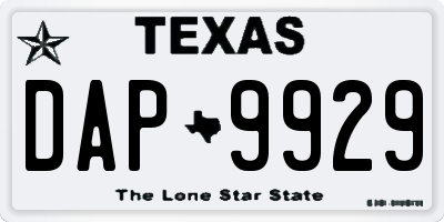 TX license plate DAP9929