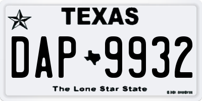 TX license plate DAP9932