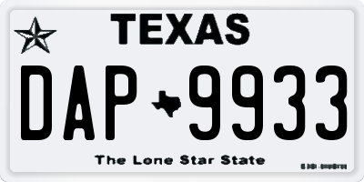 TX license plate DAP9933