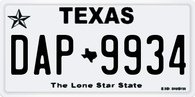 TX license plate DAP9934