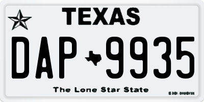 TX license plate DAP9935