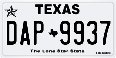 TX license plate DAP9937
