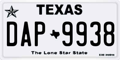 TX license plate DAP9938