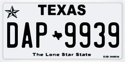 TX license plate DAP9939