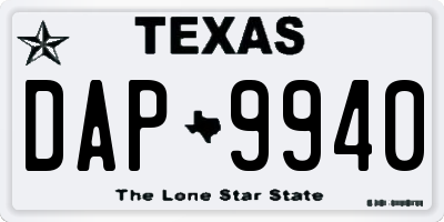 TX license plate DAP9940