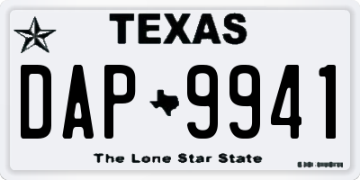 TX license plate DAP9941