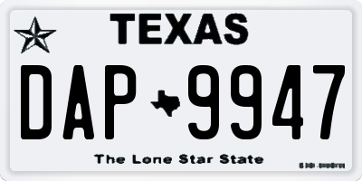 TX license plate DAP9947