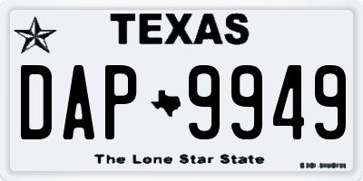 TX license plate DAP9949