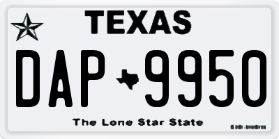 TX license plate DAP9950