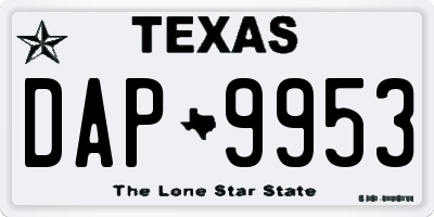 TX license plate DAP9953