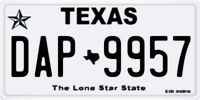 TX license plate DAP9957