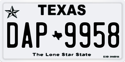TX license plate DAP9958