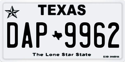 TX license plate DAP9962