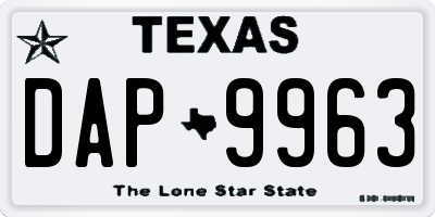 TX license plate DAP9963