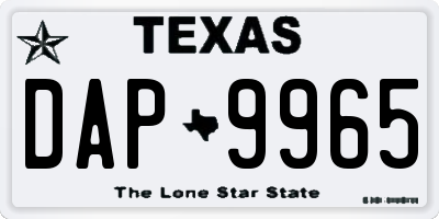 TX license plate DAP9965