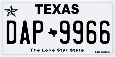 TX license plate DAP9966