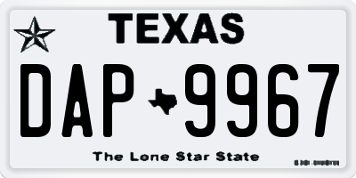 TX license plate DAP9967