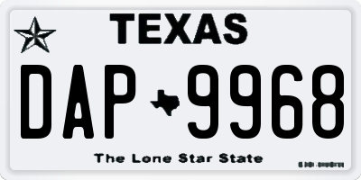 TX license plate DAP9968
