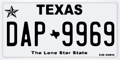 TX license plate DAP9969