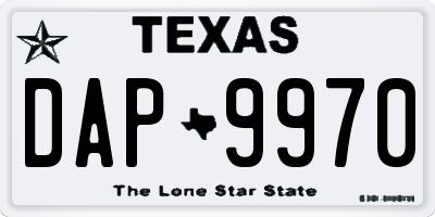 TX license plate DAP9970
