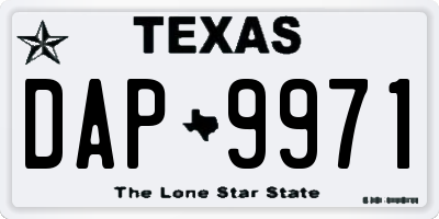 TX license plate DAP9971
