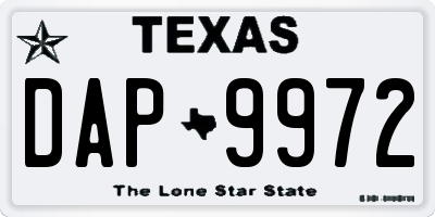 TX license plate DAP9972