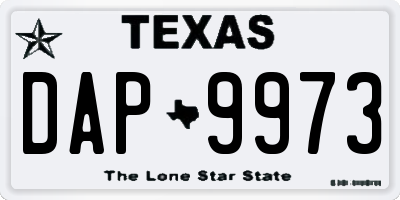 TX license plate DAP9973
