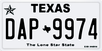 TX license plate DAP9974