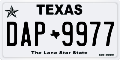 TX license plate DAP9977