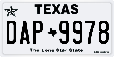 TX license plate DAP9978