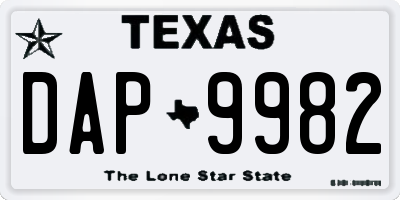 TX license plate DAP9982