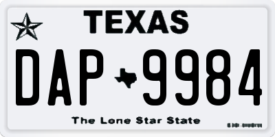 TX license plate DAP9984