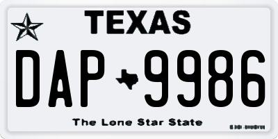 TX license plate DAP9986