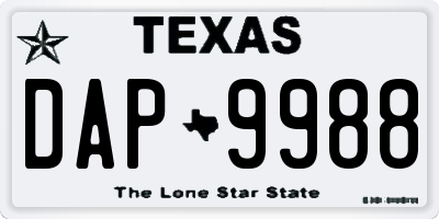 TX license plate DAP9988