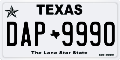 TX license plate DAP9990