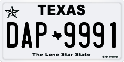 TX license plate DAP9991