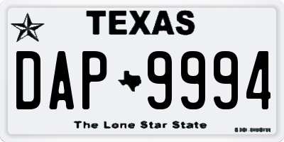TX license plate DAP9994