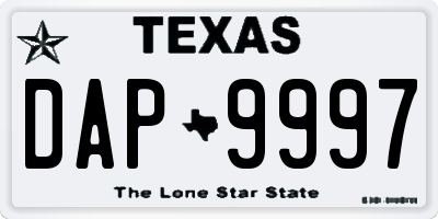 TX license plate DAP9997
