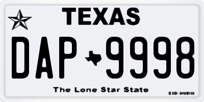 TX license plate DAP9998