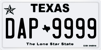 TX license plate DAP9999