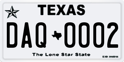 TX license plate DAQ0002