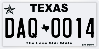 TX license plate DAQ0014