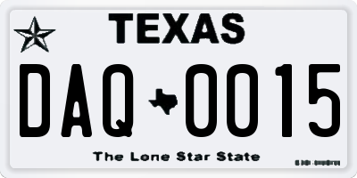 TX license plate DAQ0015