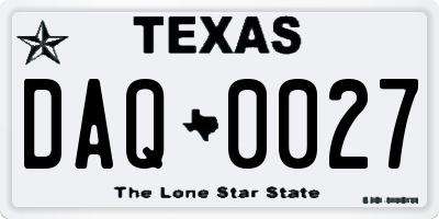 TX license plate DAQ0027