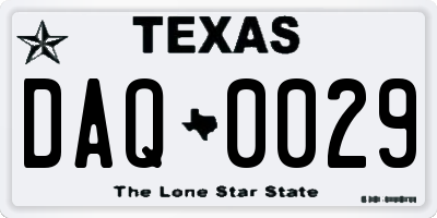 TX license plate DAQ0029