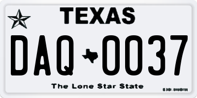 TX license plate DAQ0037