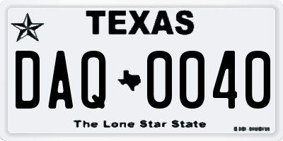 TX license plate DAQ0040